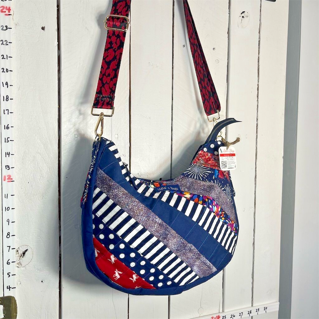 New Denim Patchwork Colorful Crescent Bag Handbag LB473S