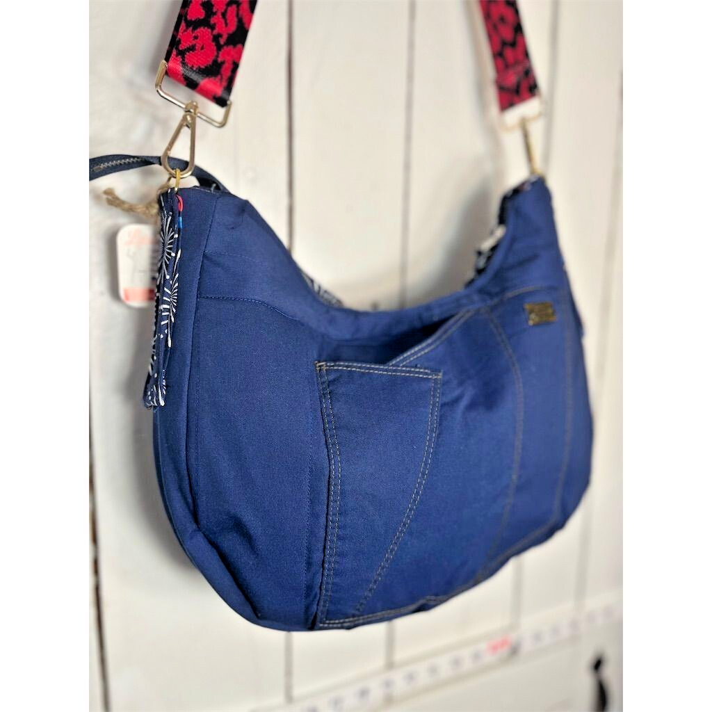 New Denim Patchwork Colorful Crescent Bag Handbag LB473S