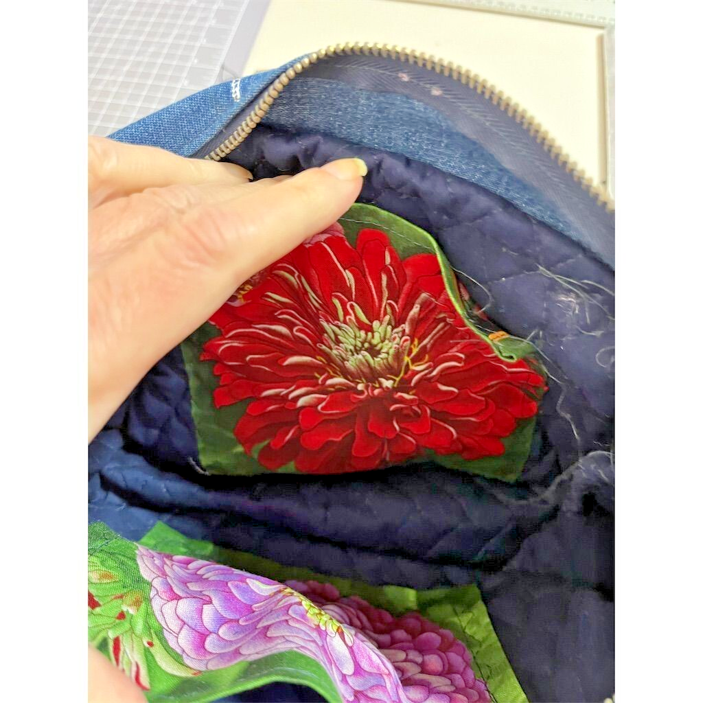 Handmade Denim Embroidered Dragonfly Crossbody Handbag 825