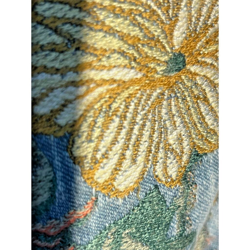 Extra Large Handmade Embroidered Denim Shoulder Bag Vintage Fabric