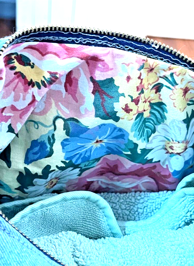 Extra Large Handmade Embroidered Denim Shoulder Bag Vintage Fabric