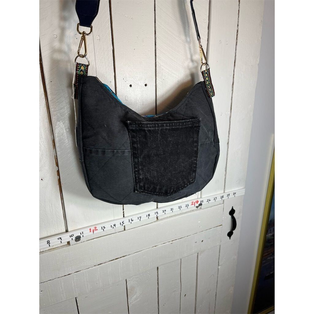 New Denim Patchwork Colorful Crescent Bag Handbag 55341b