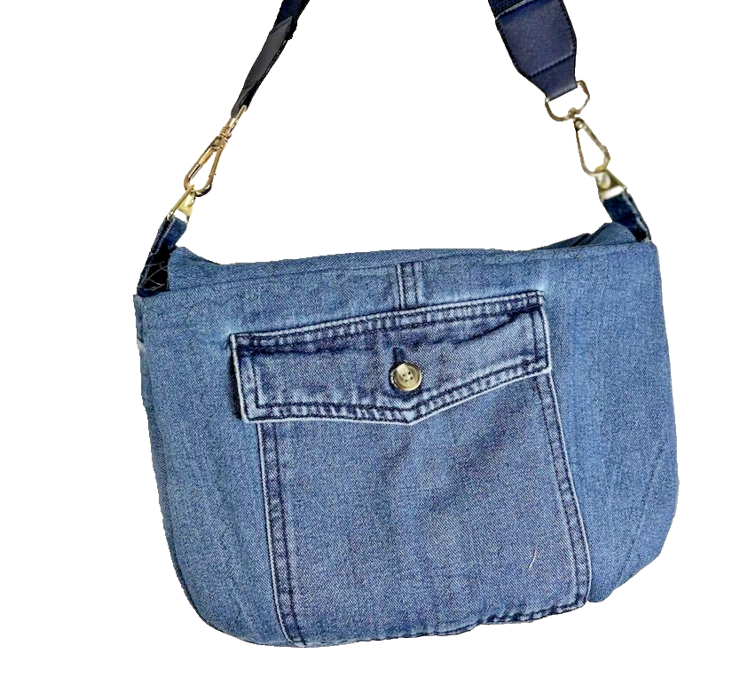 Handmade Hobo Denim Hippy Bag Dragon Fly Embroidery Crossbody