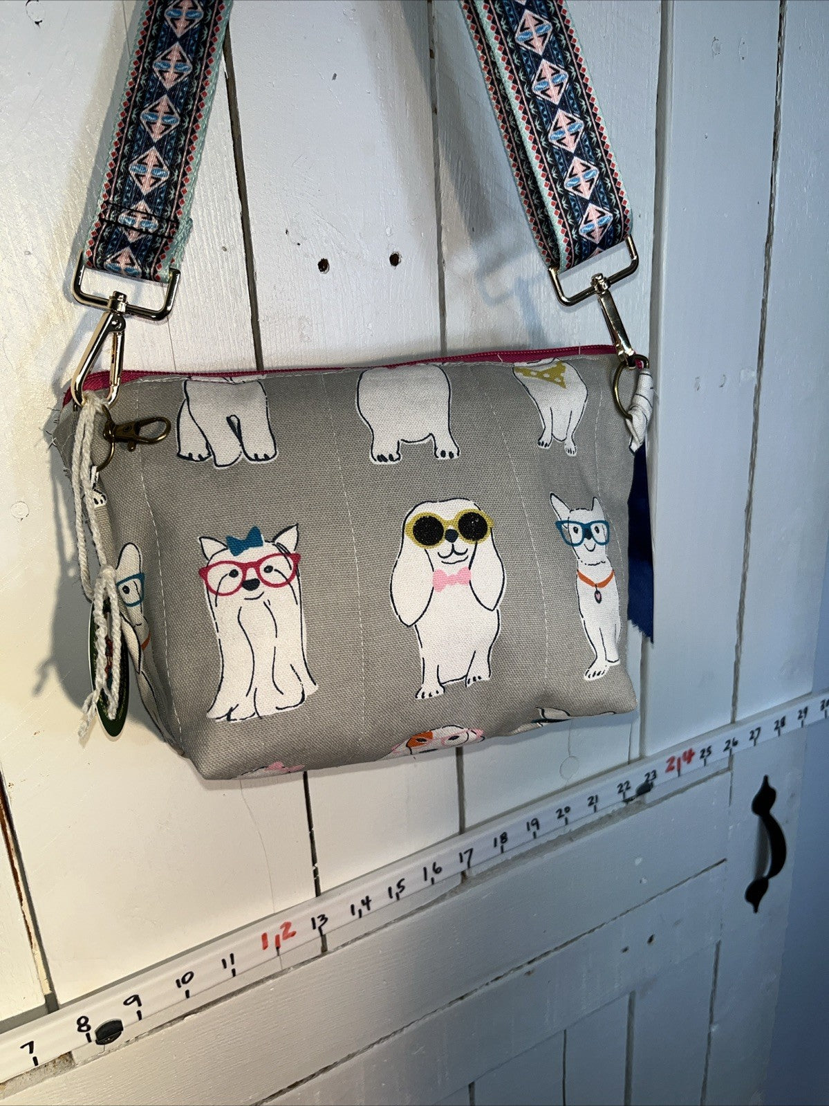 Dogs With Glasses Handbag Cross Body Gray 0057/0054
