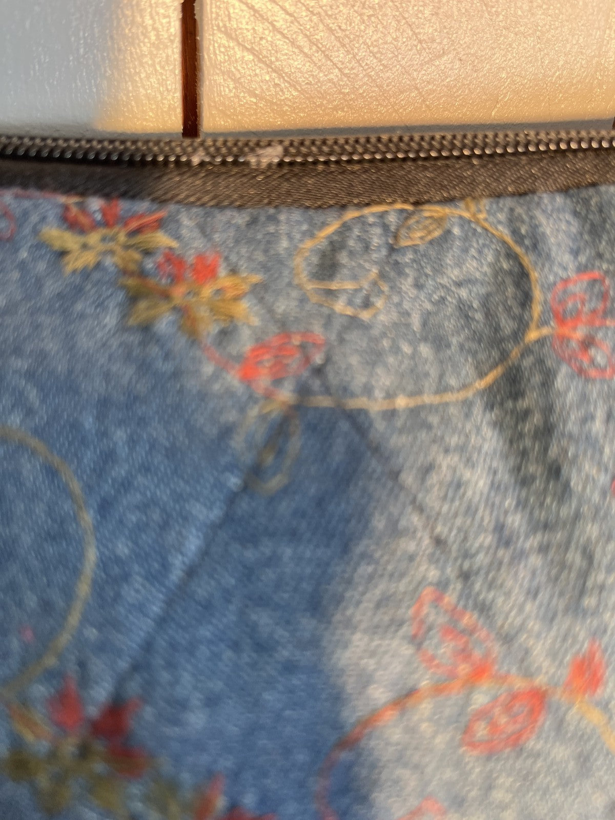 Lidia's Bags Quilted Denim Floral Embroidered Crossbody Bag Blue 0048