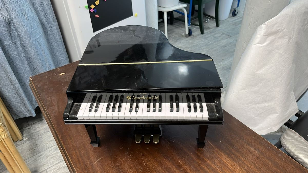 American Girl Doll Black Baby Grand Piano w/ Pedals Works Retired 18" Doll Size