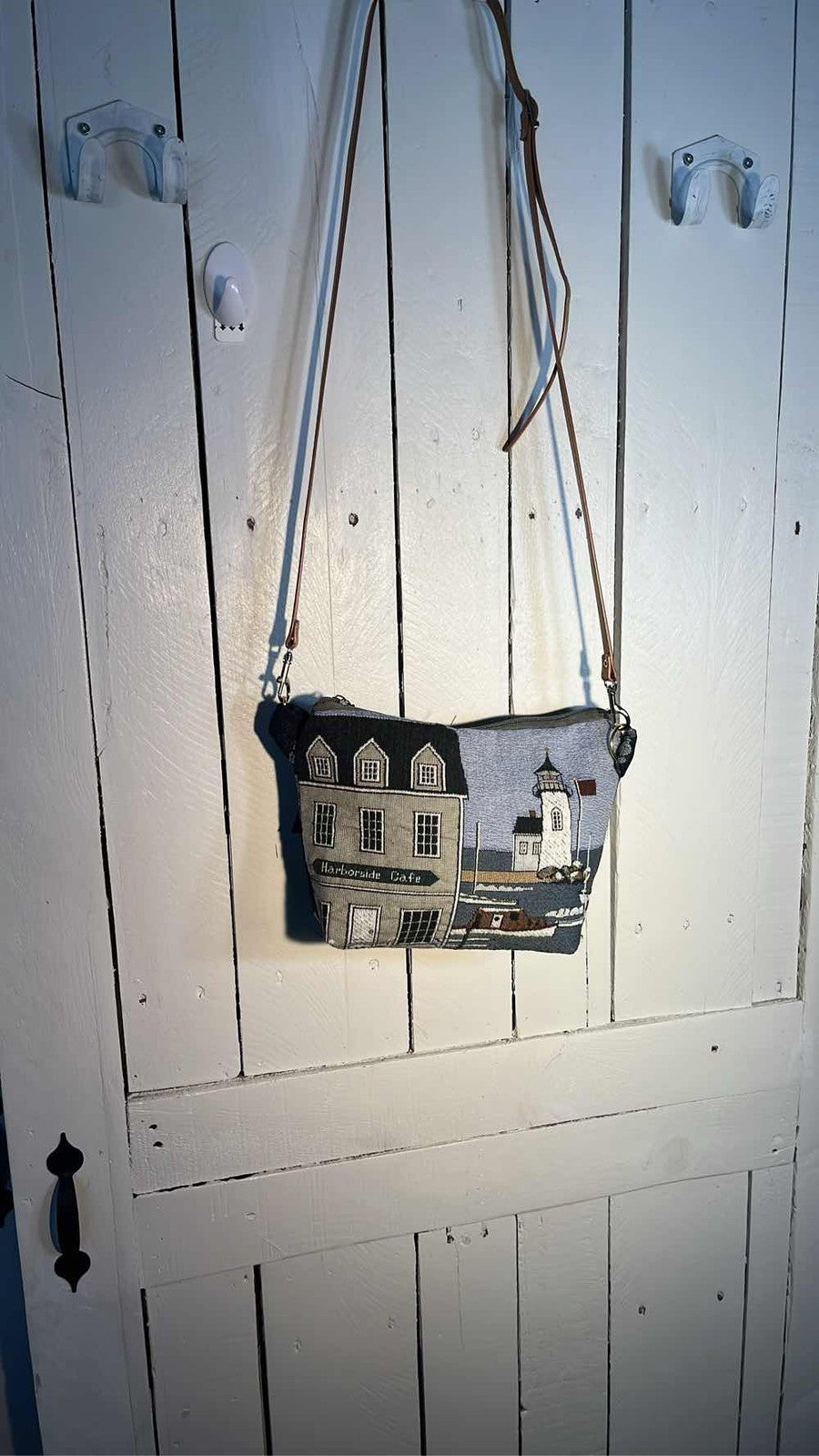 Harborside Cafe Lighthouse Tapestry Crossbody Bag Purse Nautical Scene 0053