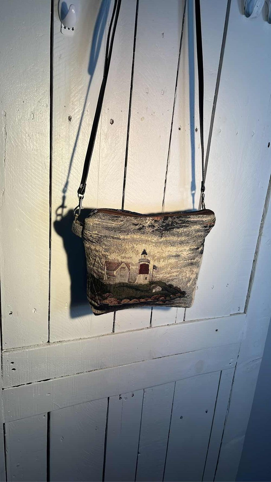 Vintage Lighthouse Tapestry Purse Crossbody Bag Nautical Seaside Beach 0051