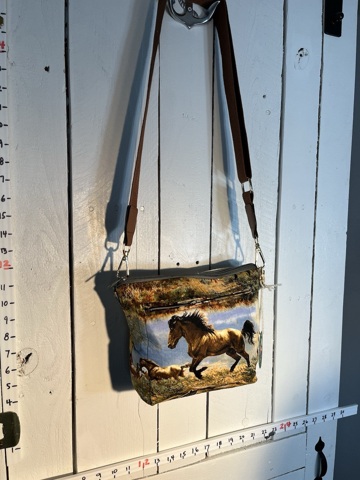 Handmade 11β Light Cotton Handbag With Horse Print Side Pocket 0058
