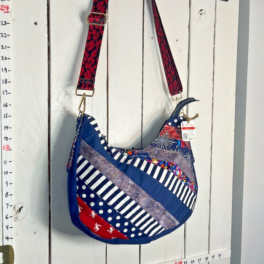 New Denim Patchwork Colorful Crescent Bag Handbag LB473S