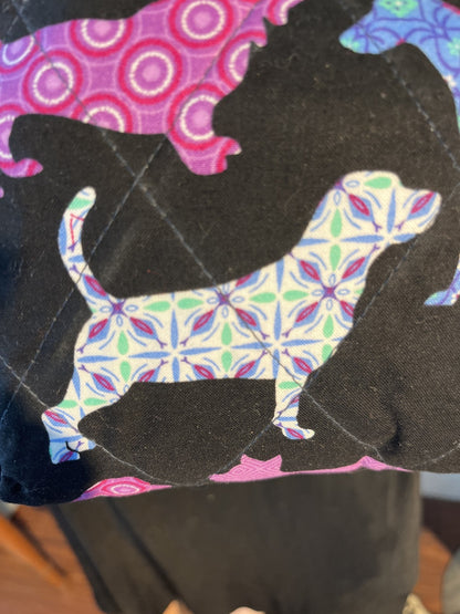 Lidia's Bags Quilted Dog Print Crossbody Purse Handmade USA Black Pink Blue 0061