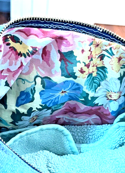 Extra Large  Handmade Embroidered  Denim  Shoulder Bag Vintage Fabric