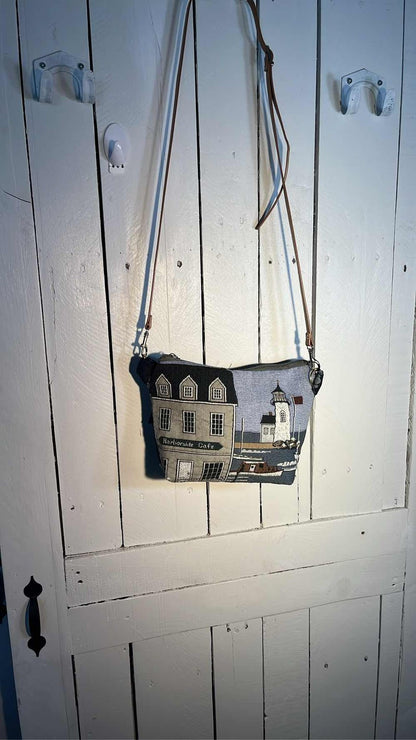 Harborside Cafe Lighthouse Tapestry Crossbody Bag Purse Nautical Scene 0053
