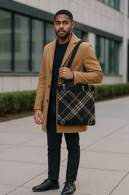 Laptop Bag Suitable For Small Notebooks Or For iPad. Wool Plaid Handmade