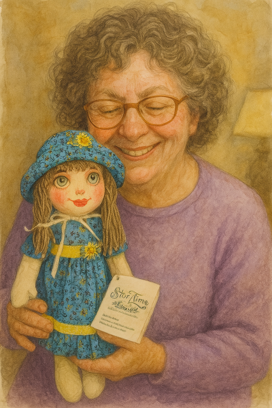 Ruby Ruffle Handmade Rag Doll – 18" Collector Cloth Doll with Story Card – Wool Hair, Custom Face, Vintage-Style Dress – Lidia’s Dolls Storytime Friends